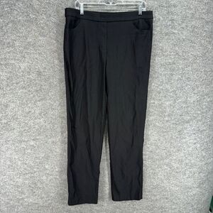 Alfred Dunner Dress Pants Women 12 Black High Rise Flat Front Pull On Rayon